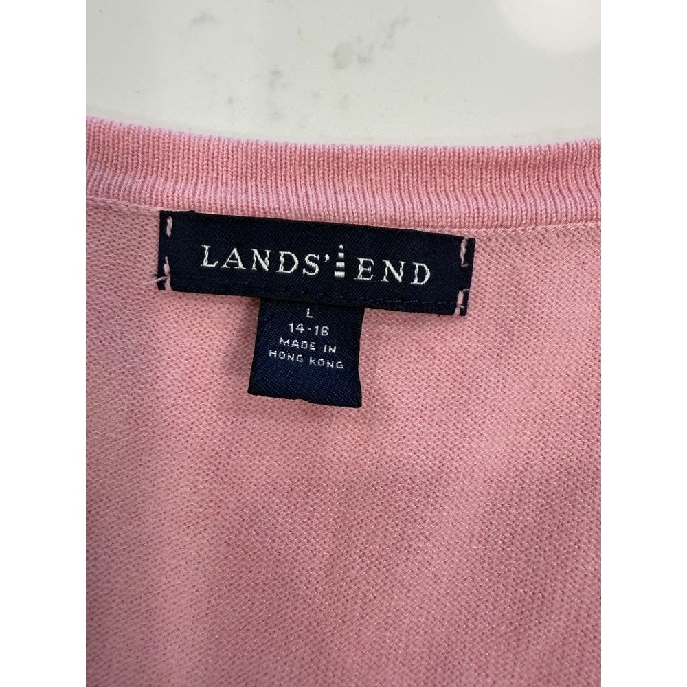 Lands' End Sweater Set Women L Pink Good Silk Cashmere Twinset Cardigan Tank - Picture 3 of 6